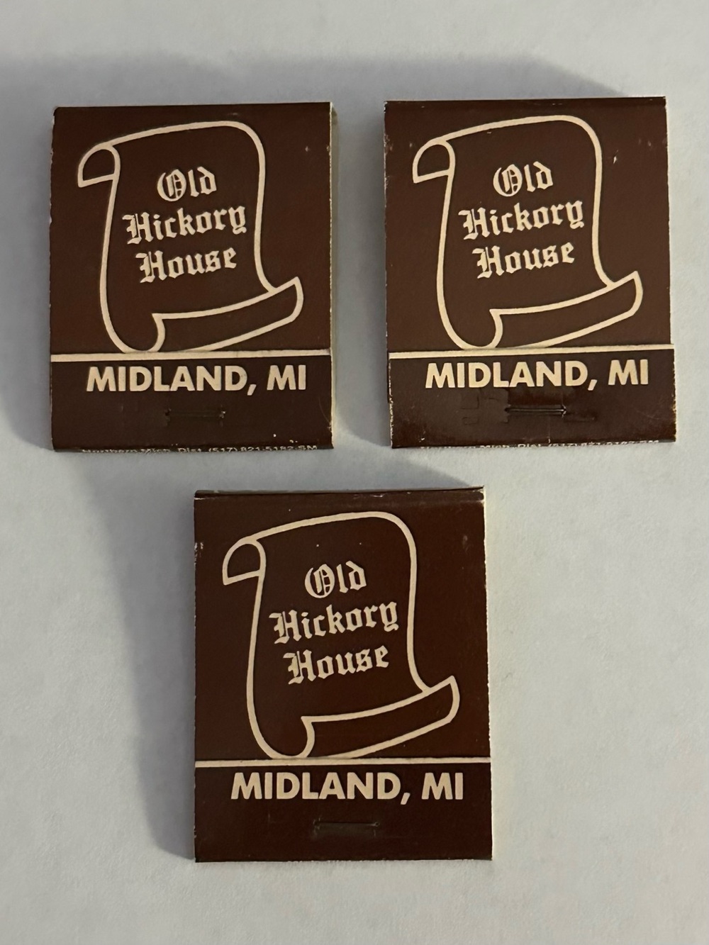 Lot of 3 Vintage Matchbooks Old Hickory House Midland MI